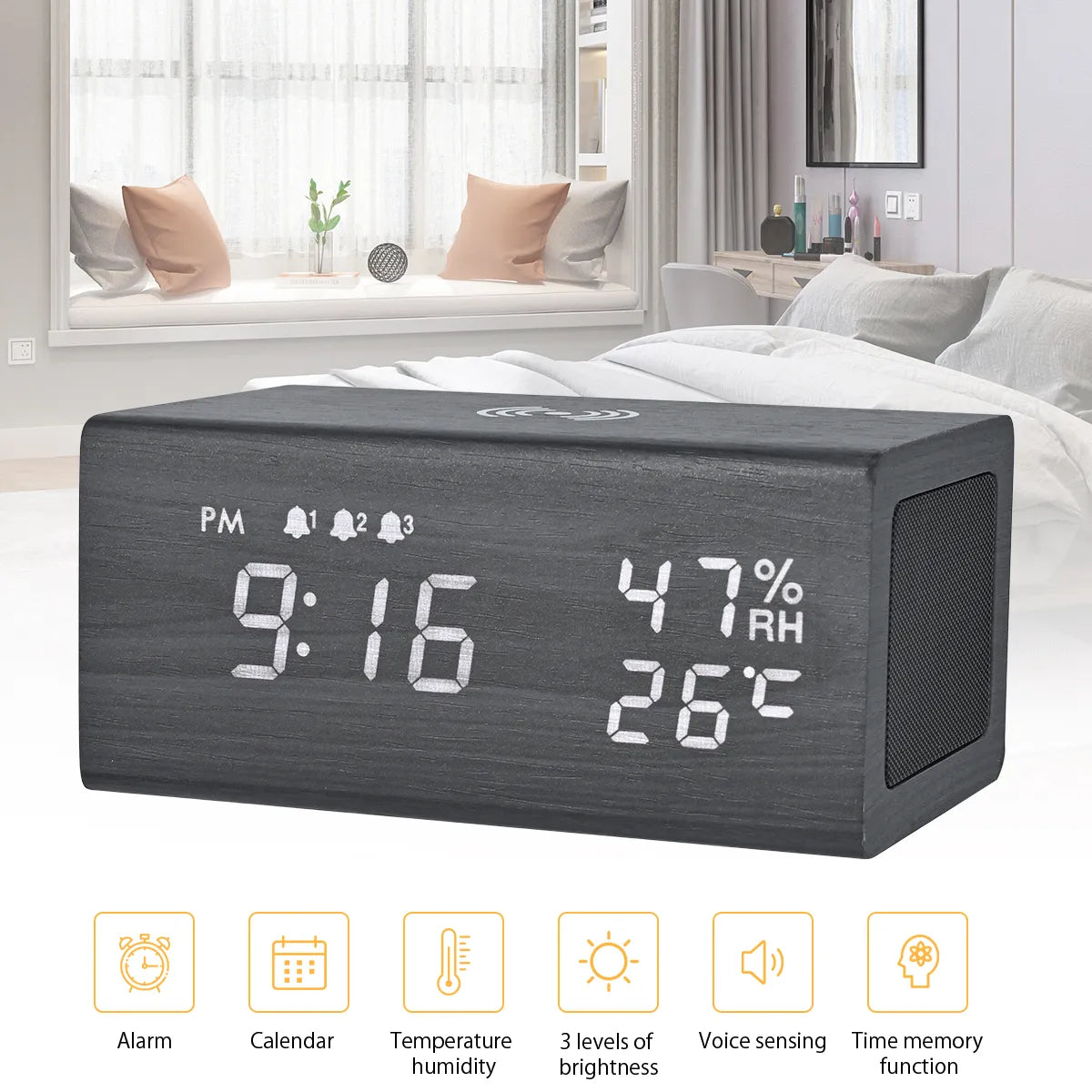 4 in 1 Digital Alarm Clock/Bluetooth Speaker/Wireless Charger/Temperature & Humidity Display - Premium Chargers & Powerbanks from Dressmycell.com - Just $50! Shop now at Dressmycell.com 4 in 1 Digital Alarm Clock/Bluetooth Speaker/Wireless Charger/Temperature & Humidity Display - Premium Chargers & Powerbanks from Dressmycell.com - Just $50! Shop now at Dressmycell.com